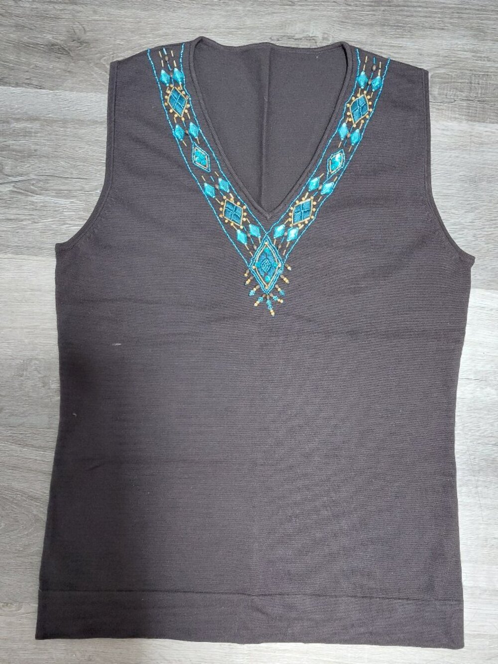Womens Tank Tops Summer Boho V Neck Sleeveless Shirts Floral Print Embroidered